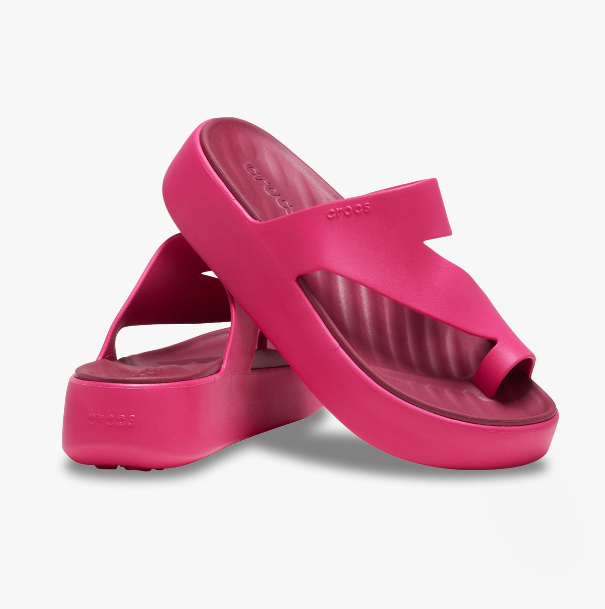 Crocs 210834-6ZQ GETAWAY PLATFORM TOE LOOP Womens Sandals Dragon Fruit