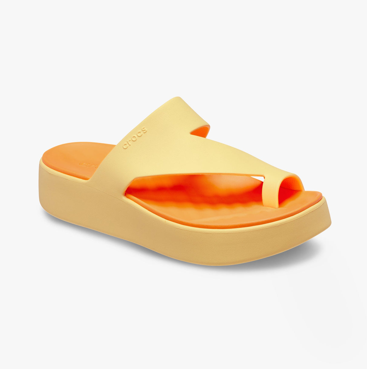 Crocs 210834-78Z GETAWAY PLATFORM TOE LOOP Womens Sandals Golden Hour