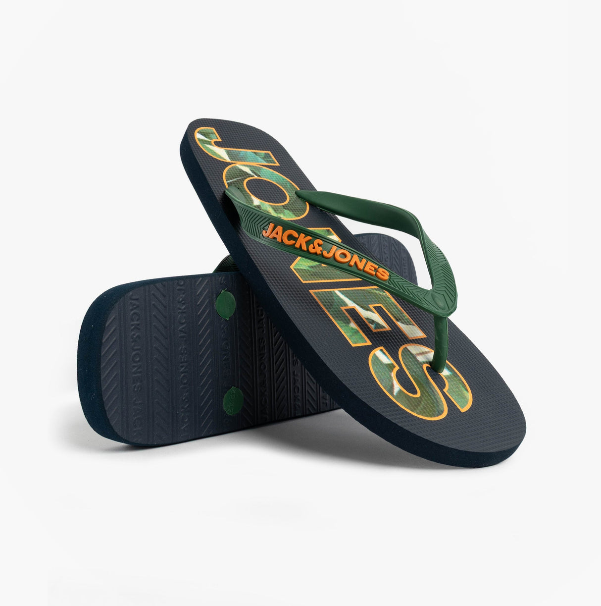 Jack & Jones LOGO PALM PRINT Mens Flip-Flops Navy Blazer