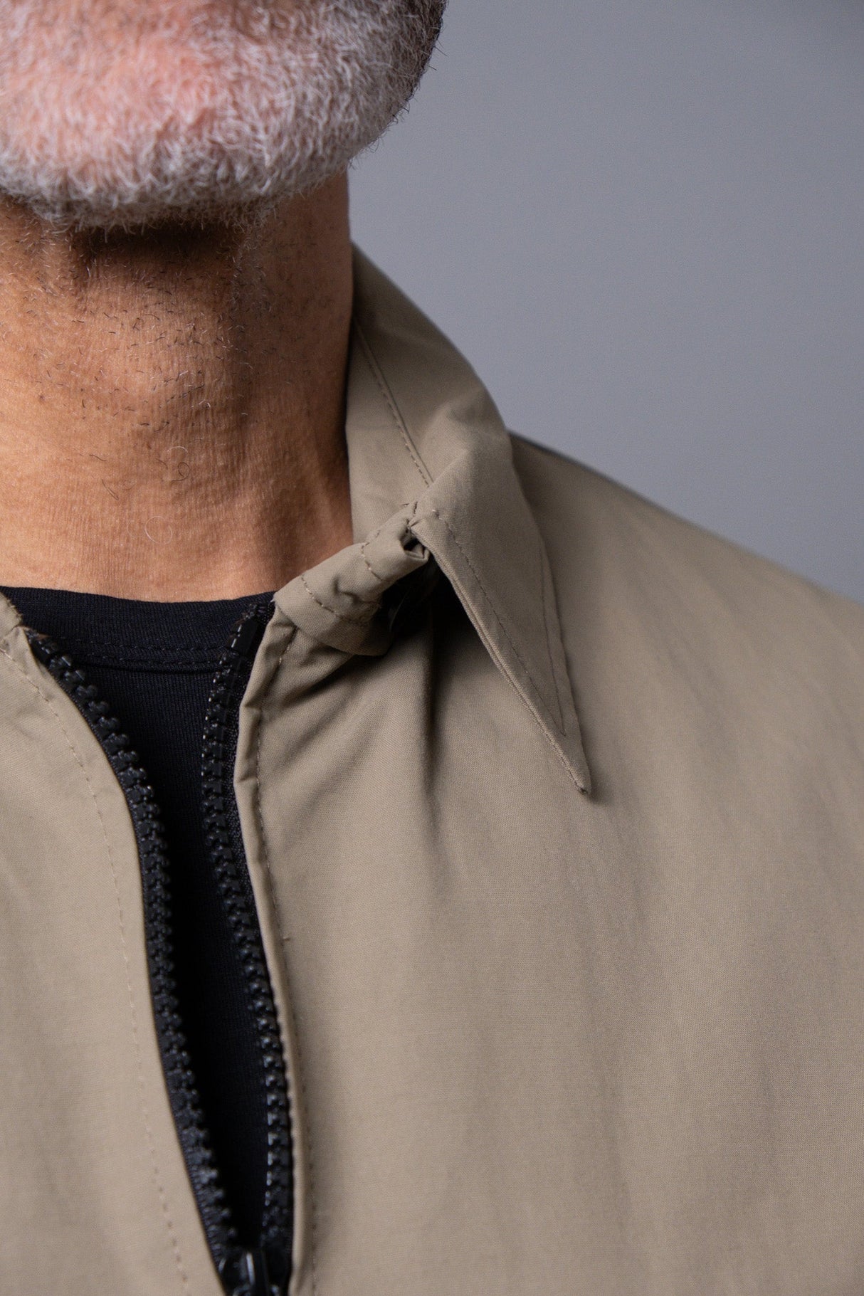 White Zip Jacket - Khaki Showerproof