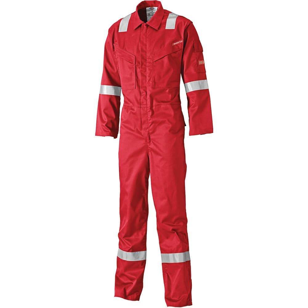 Dickies FR5401 Lightweight Pyrovatex Coverall, Flame Retardant Boiler Suit Red, 56" Chest 34" Leg