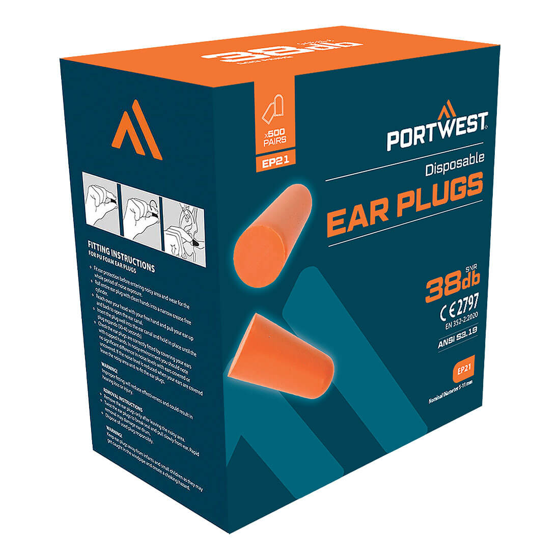 Portwest Ear Plug Dispenser Refill Pack (500 Pairs)
