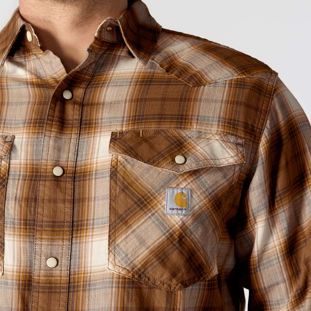 Carhartt 107016 Montana Rugged Flex Long Sleeve Snap Front Plaid Shrt