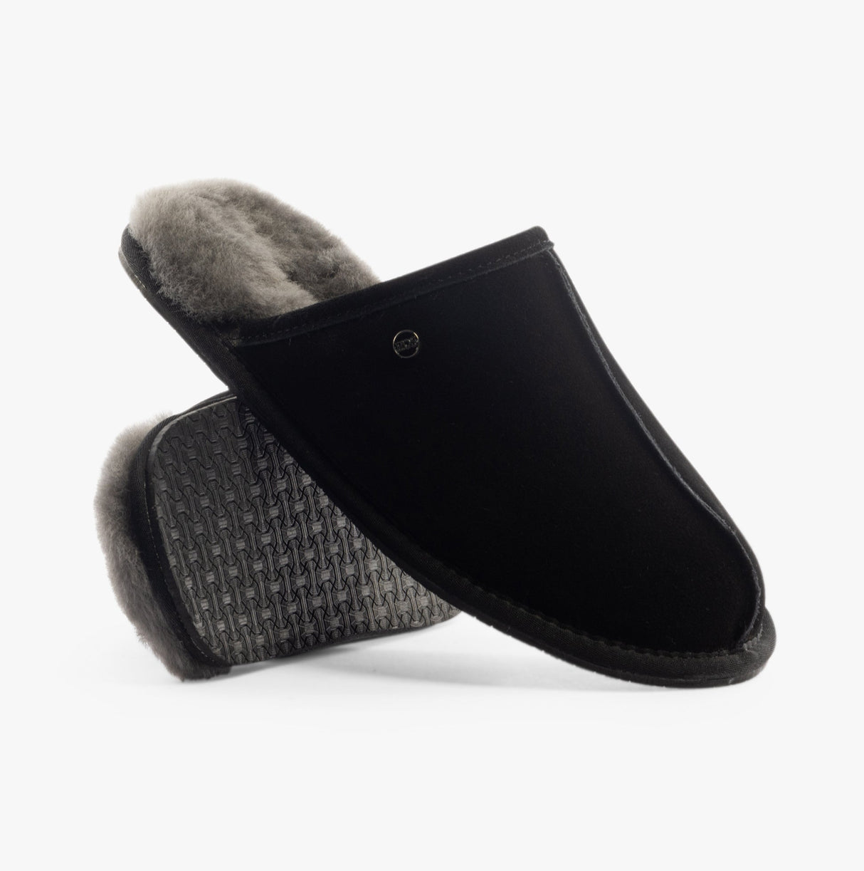 HOS Sheepskin EDWIN Mens Slippers Black