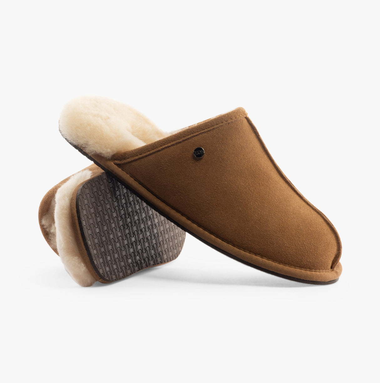 HOS Sheepskin EDWIN Mens Slippers Chestnut