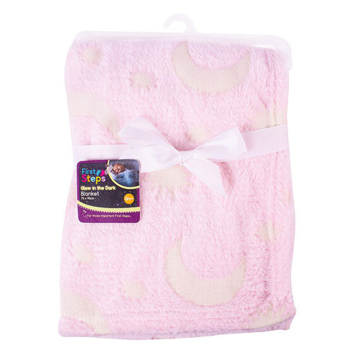 FB47 GLOW IN THE DARK BABY BLANKET PINK