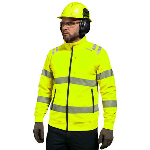 Hi-Vis Sweatshirt Zipper Jacket - Breathable with Zip Pockets & Reflective Trim