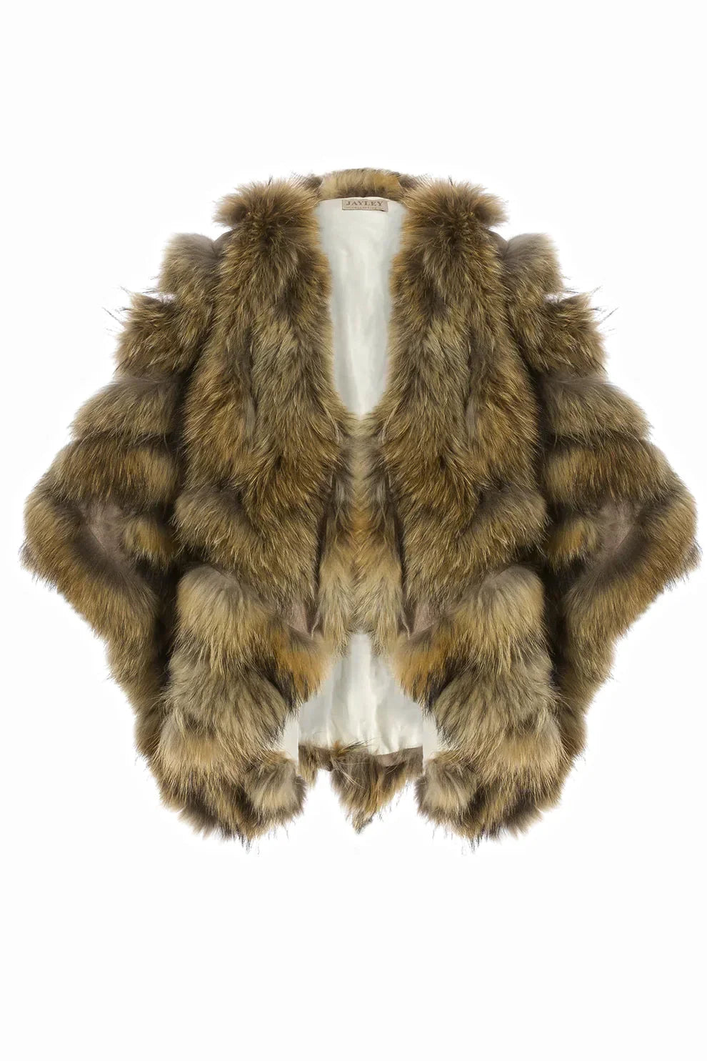Mocha Charlotte Luxury Fox Fur Cape Coat