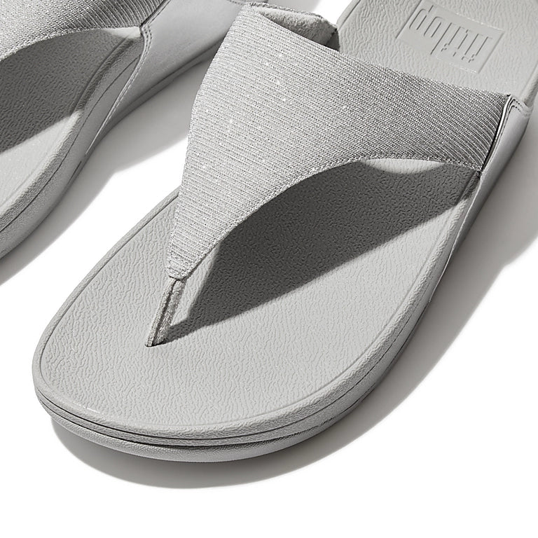 FitFlop LULU SHIMMERLUX Womens Toe Post Sandals Silver