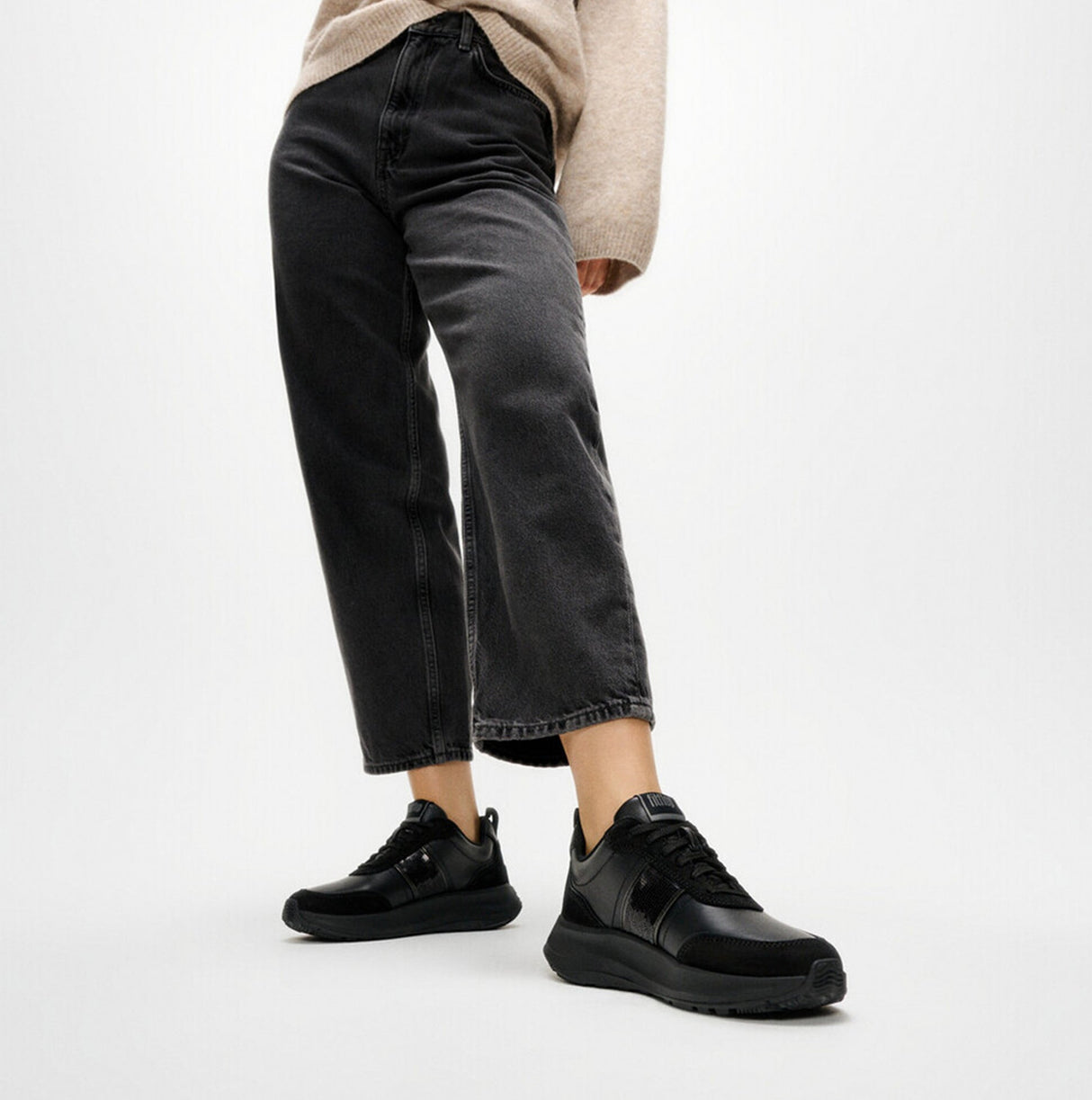 FitFlop F-MODE Womens Leather Trainers Urban Black