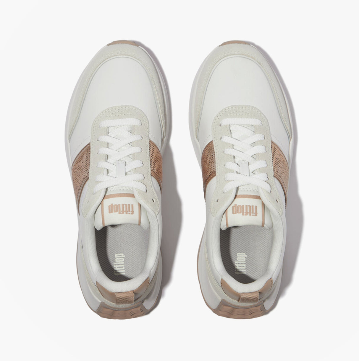 FitFlop F-MODE Womens Leather Trainers Urban White