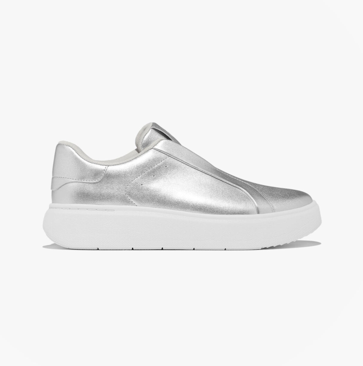 FitFlop 'Ready To Go' LEATHER LACELESS Ladies Sneakers Silver