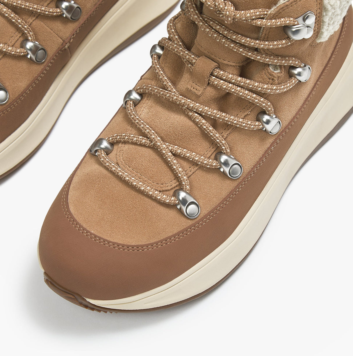 FitFlop F-MODE TEDDY-COLLAR WARM SUEDE Womens Suede Booties Desert Tan