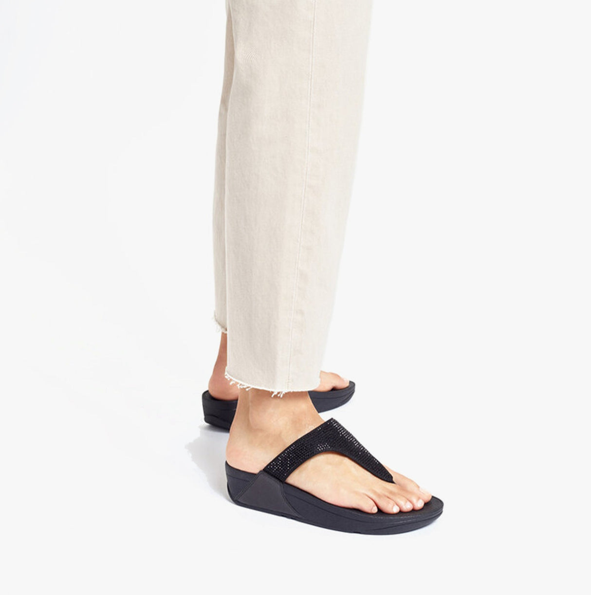 FitFlop LULU CRYSTAL Womens Toe Post All Black