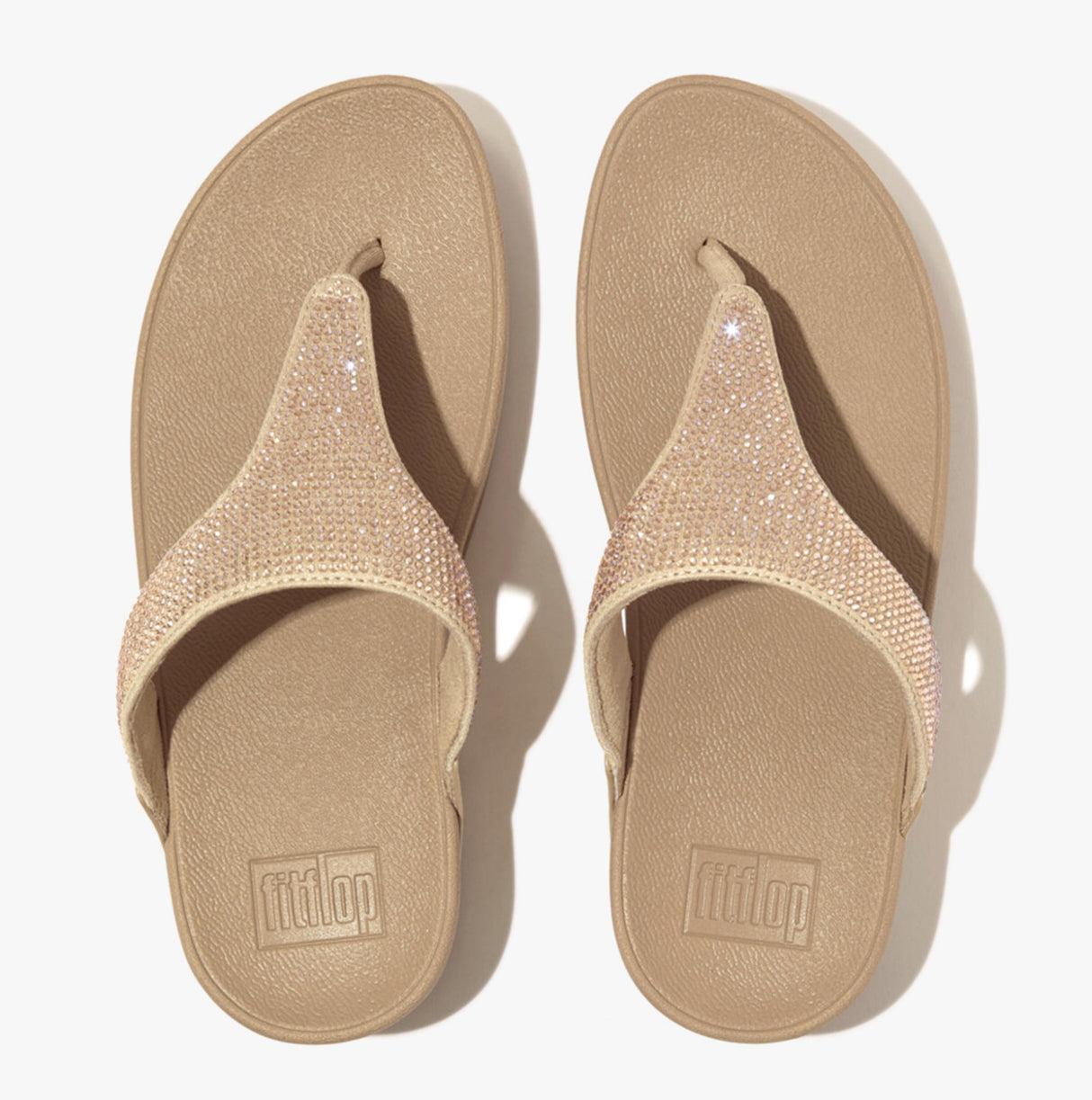 FitFlop LULU CRYSTAL Womens Toe Post Latte Beige
