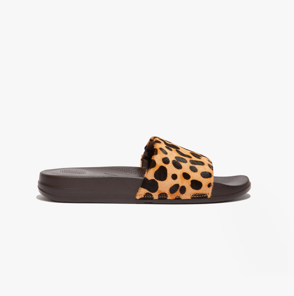FitFlop iQUSHION Womens Hair-On Leather Sliders Leopard