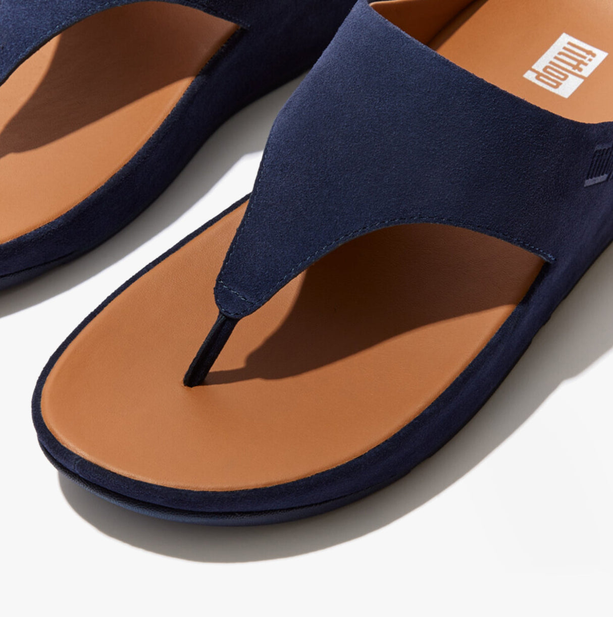 FitFlop SHUV Womens Suede Toe-Post Sandals Midnight Navy