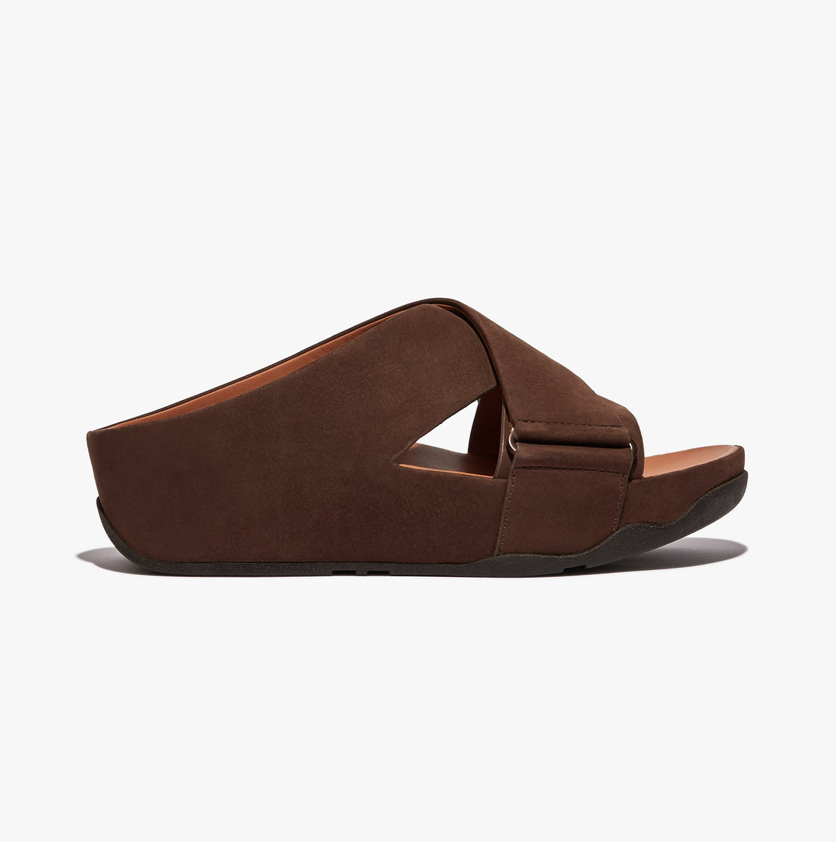 FitFlop SHUV Womens Nubuck Cross Sliders Chocolate Brown