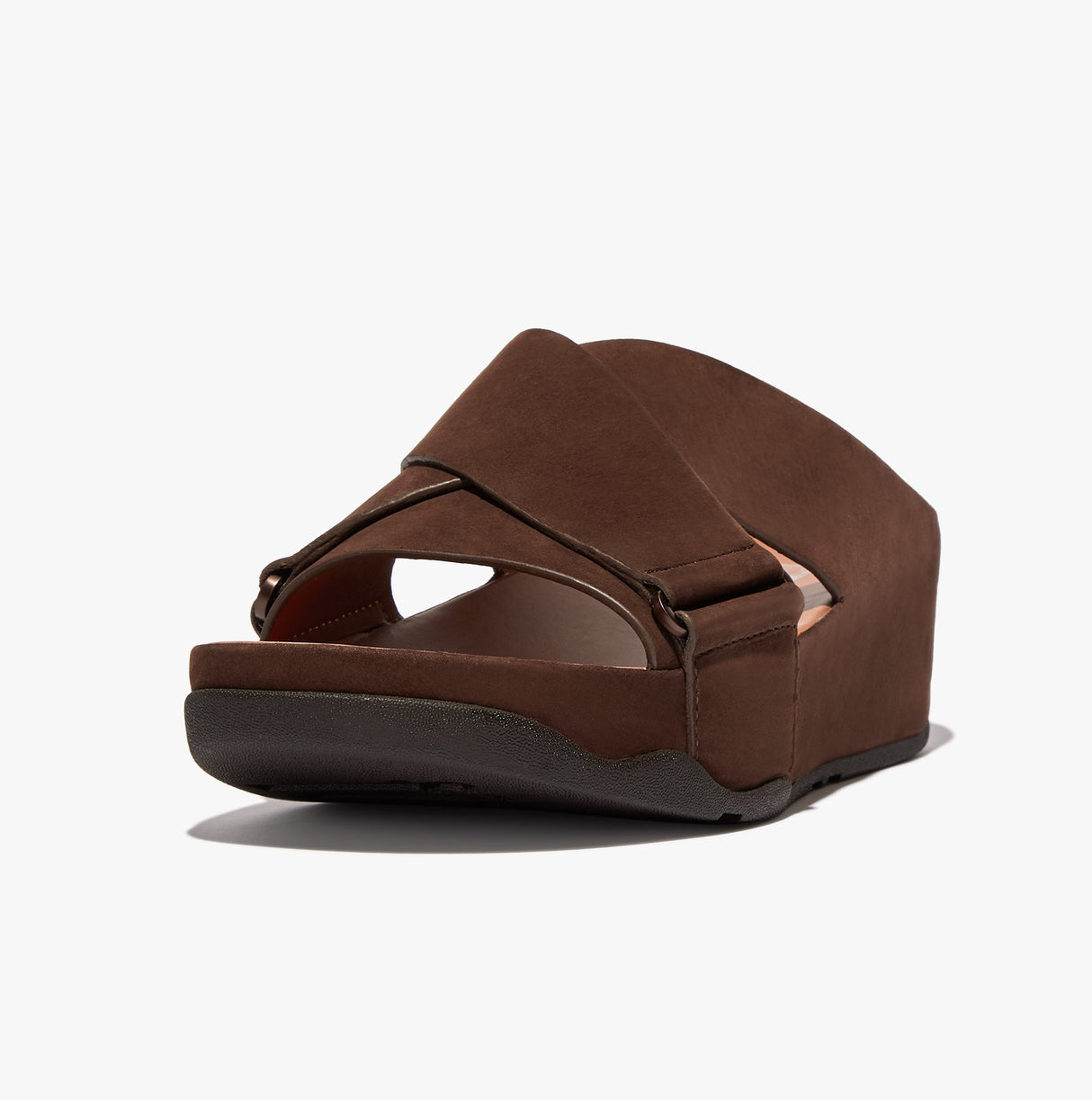 FitFlop SHUV Womens Nubuck Cross Sliders Chocolate Brown