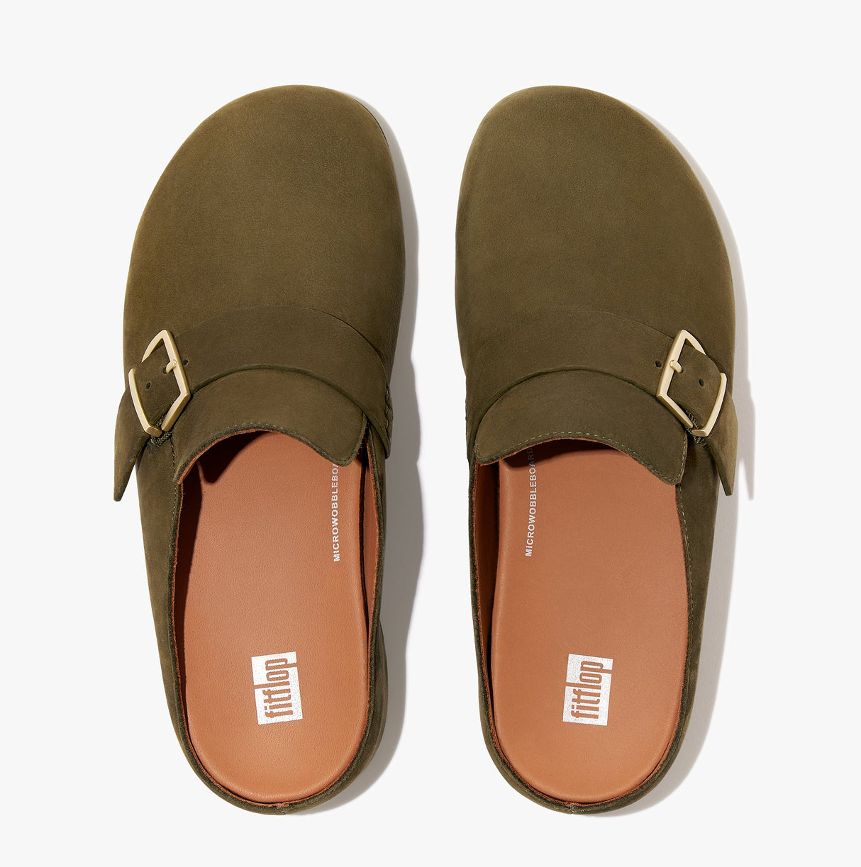 FitFlop SHUV BUCKLE-STRAP Womens Nubuck Clogs Mossy