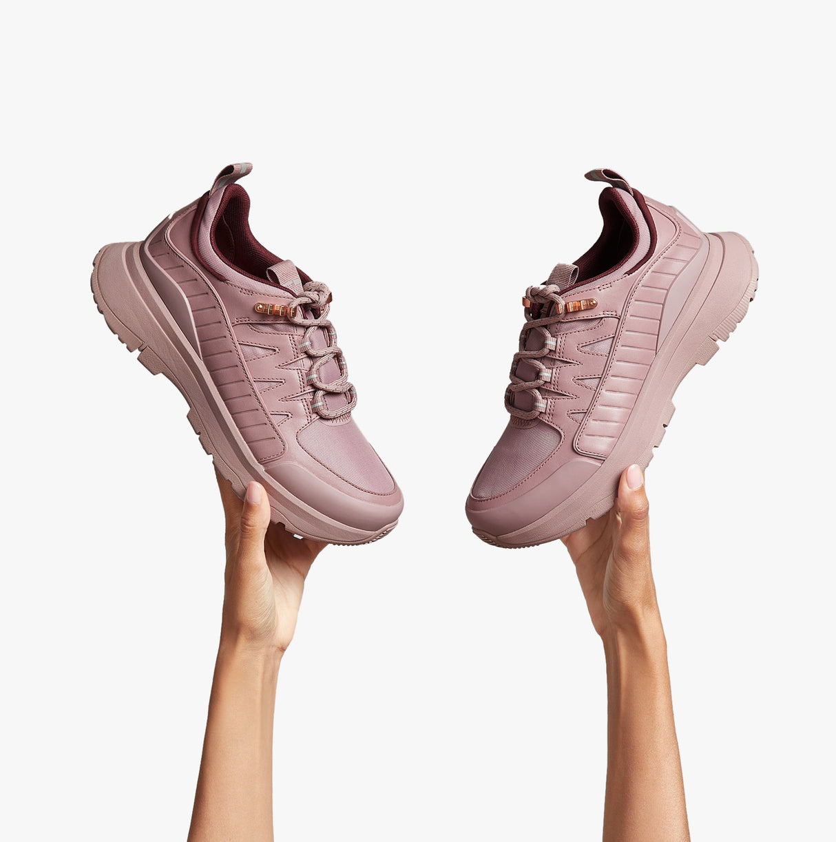 FitFlop NEO-D-HYKER LEATHER-MIX Womens Leather Outdoor Trainers Pink Sky Mix