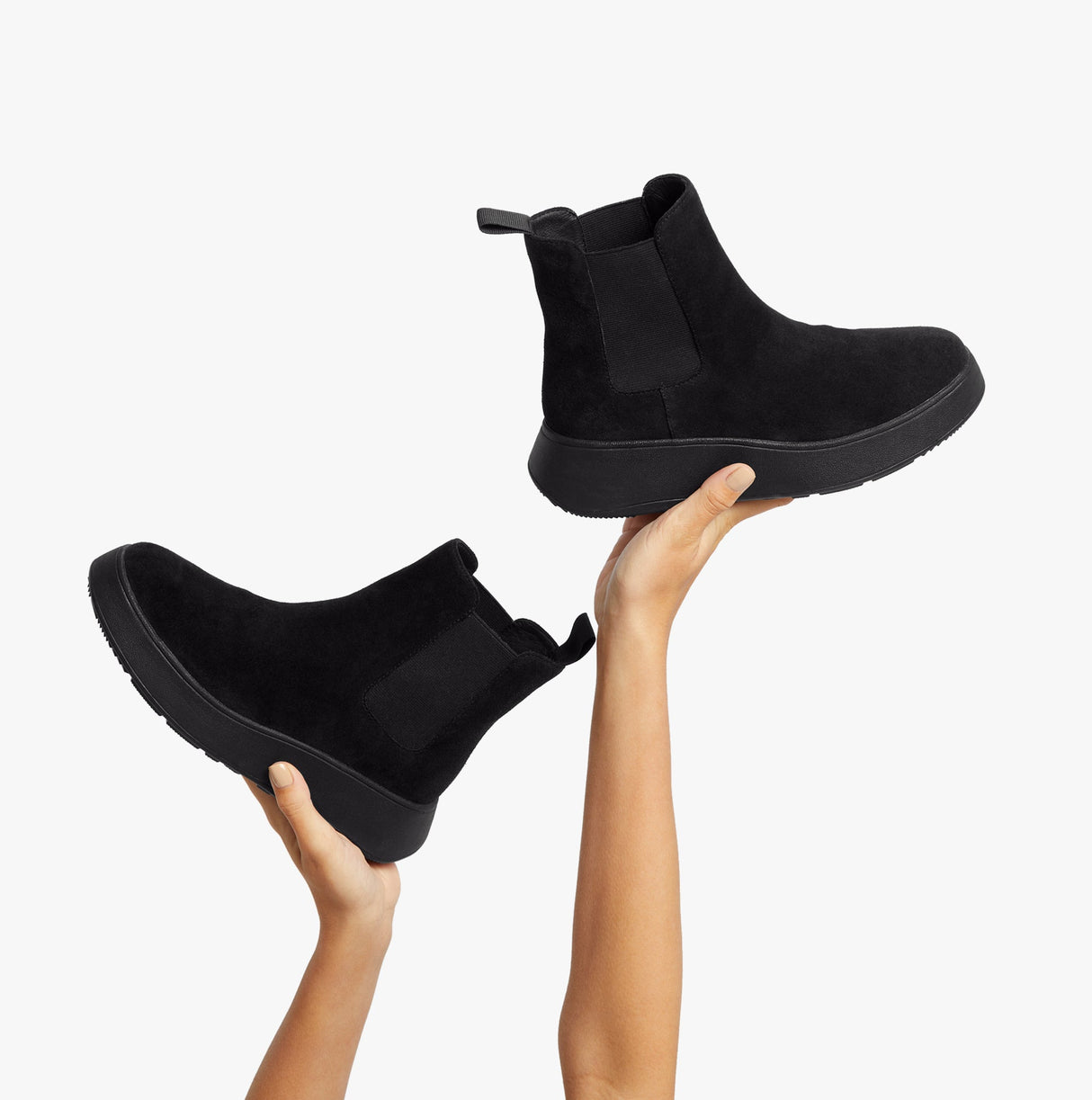 FitFlop F-MODE SUEDE FLATFORM Womens Chelsea Boots Black