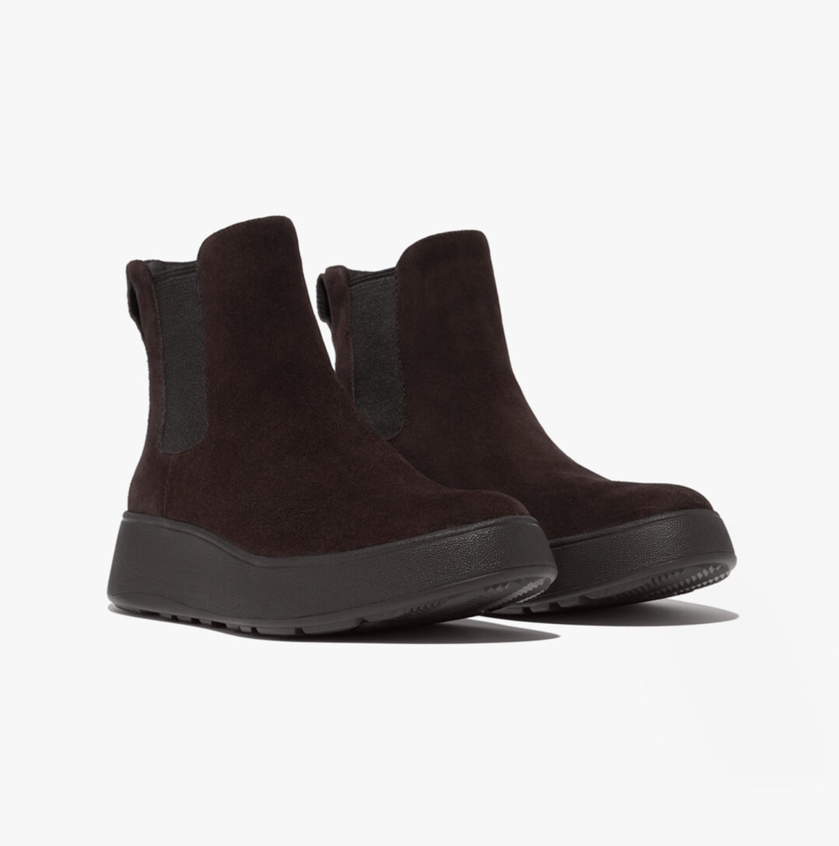 FitFlop F-MODE SUEDE FLATFORM Womens Chelsea Boots Chocolate Brown