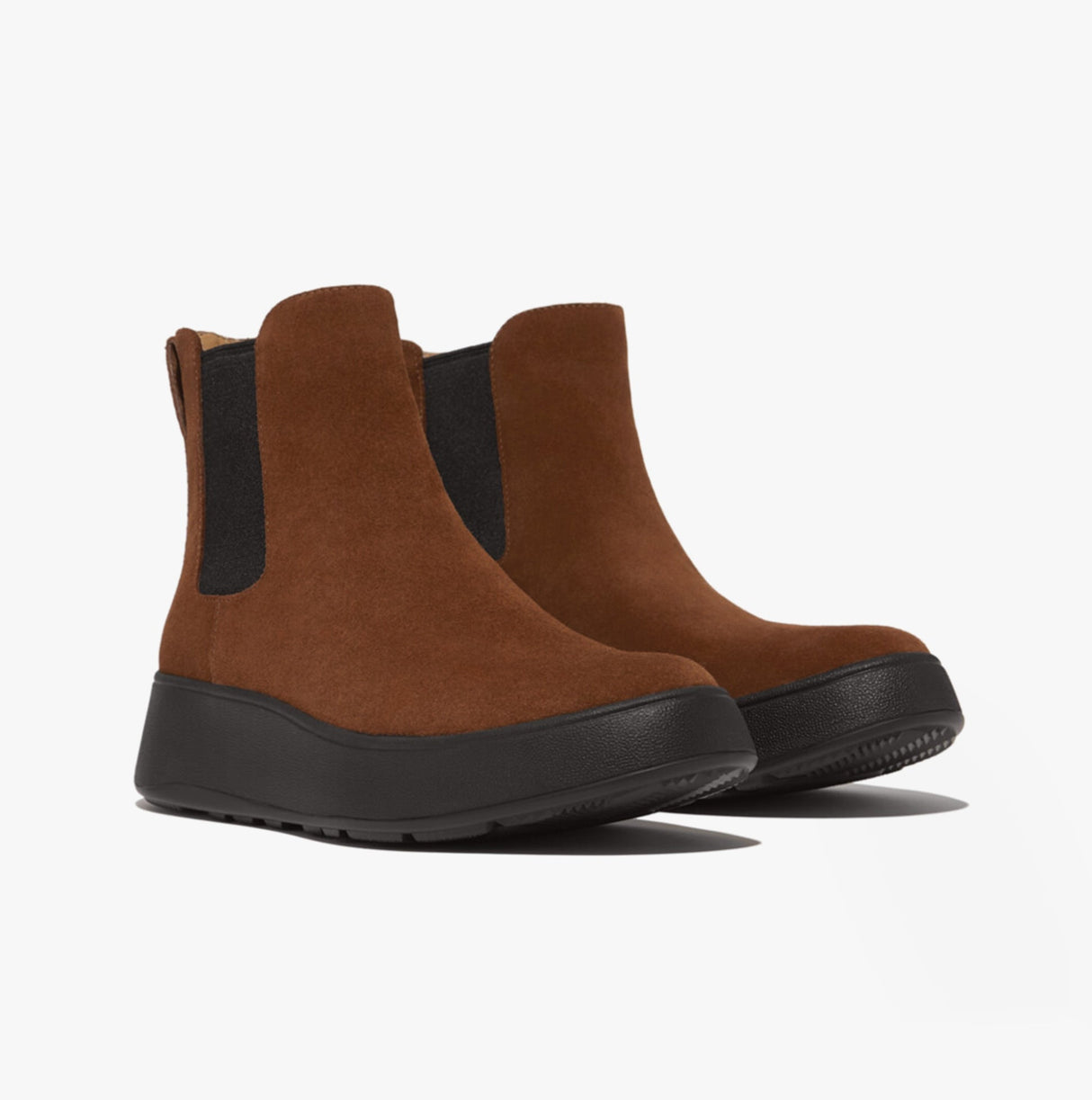 FitFlop F-MODE SUEDE FLATFORM Womens Chelsea Boots Rich Brown