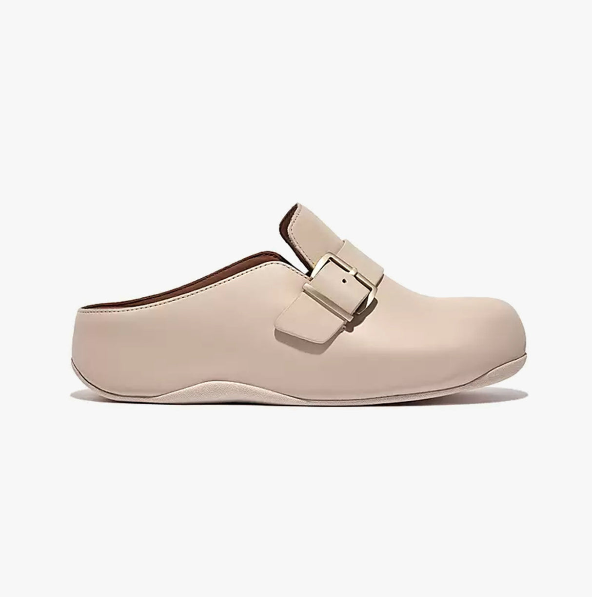 FitFlop SHUV BUCKLE-STRAP Womens Leather Clogs Beige