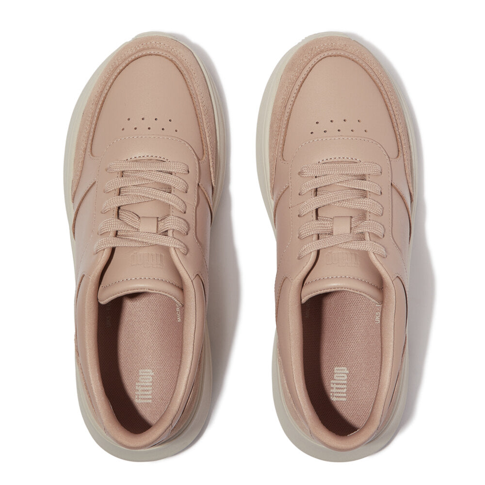 FitFlop F-MODE LEATHER Womens Flatform Trainers Classic Beige