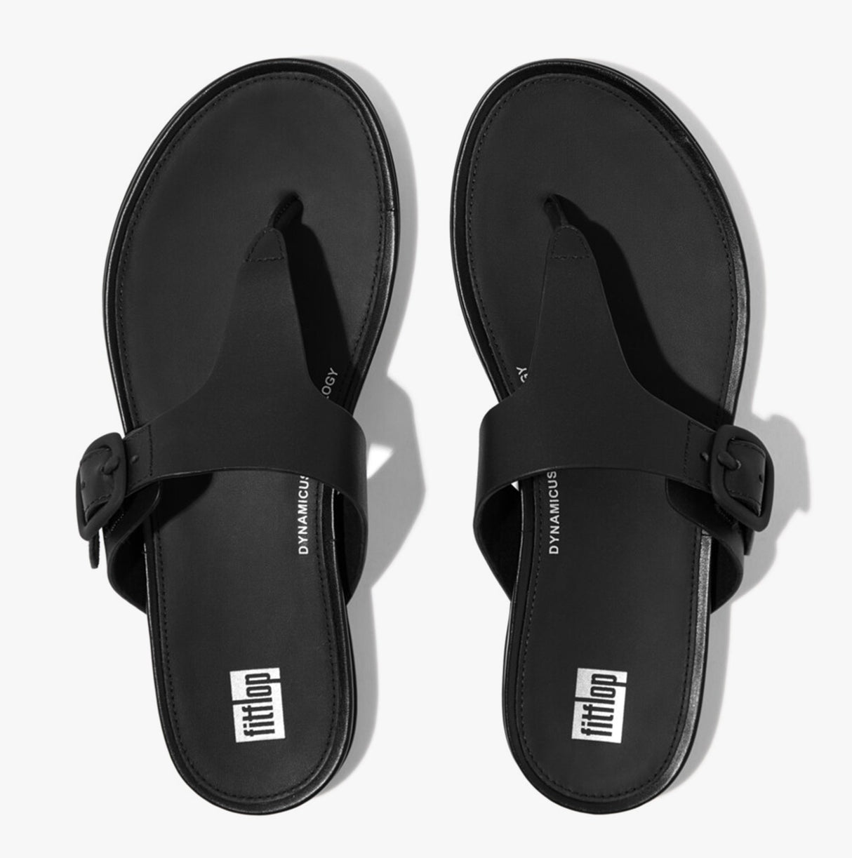 FitFlop GRACIE RUBBER-BUCKLE LEATHER Womens Toe Post All Black