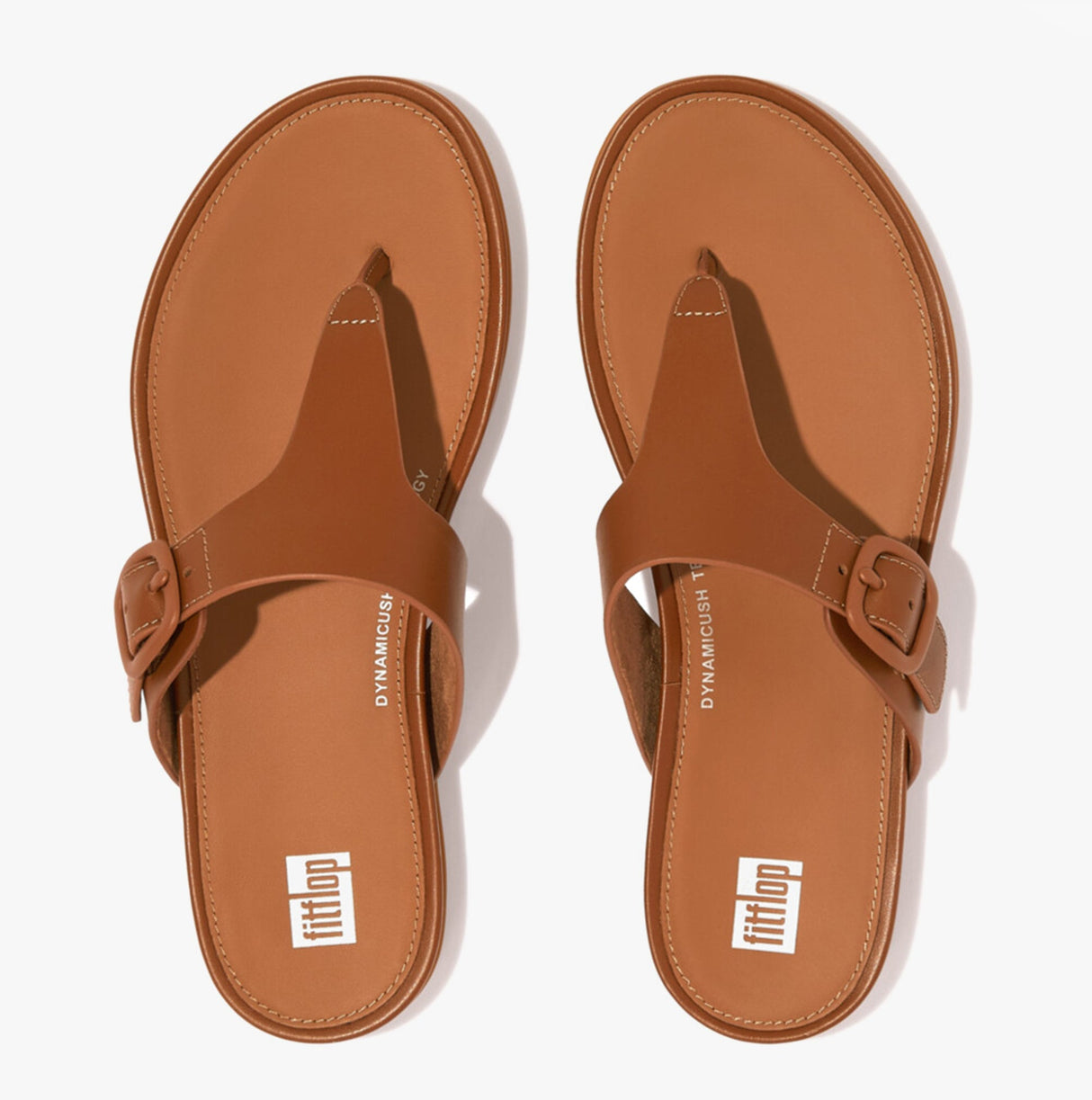 FitFlop GRACIE RUBBER-BUCKLE LEATHER Womens Toe Post Light Tan