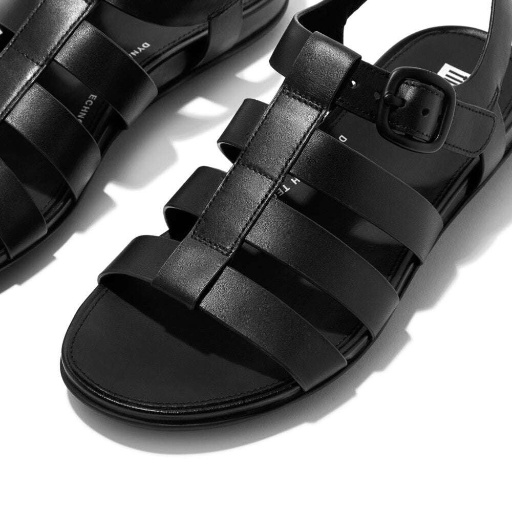 FitFlop GRACIE RUBBER-BUCKLE Womens Fisherman Sandals All Black