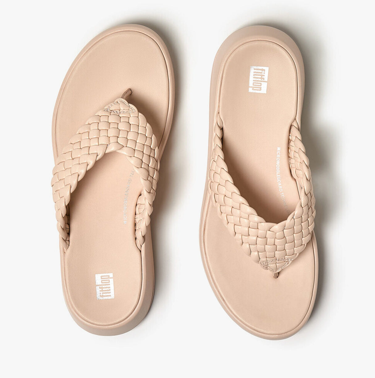 FitFlop F-MODE WOVEN-LEATHER Womens Toe Post Sandals Rose Foam