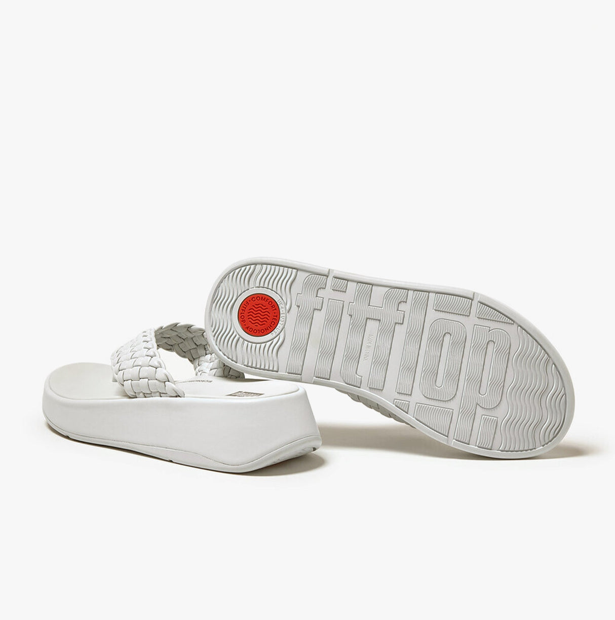 FitFlop F-MODE WOVEN-LEATHER Womens Toe Post Sandals Seafoam Blue