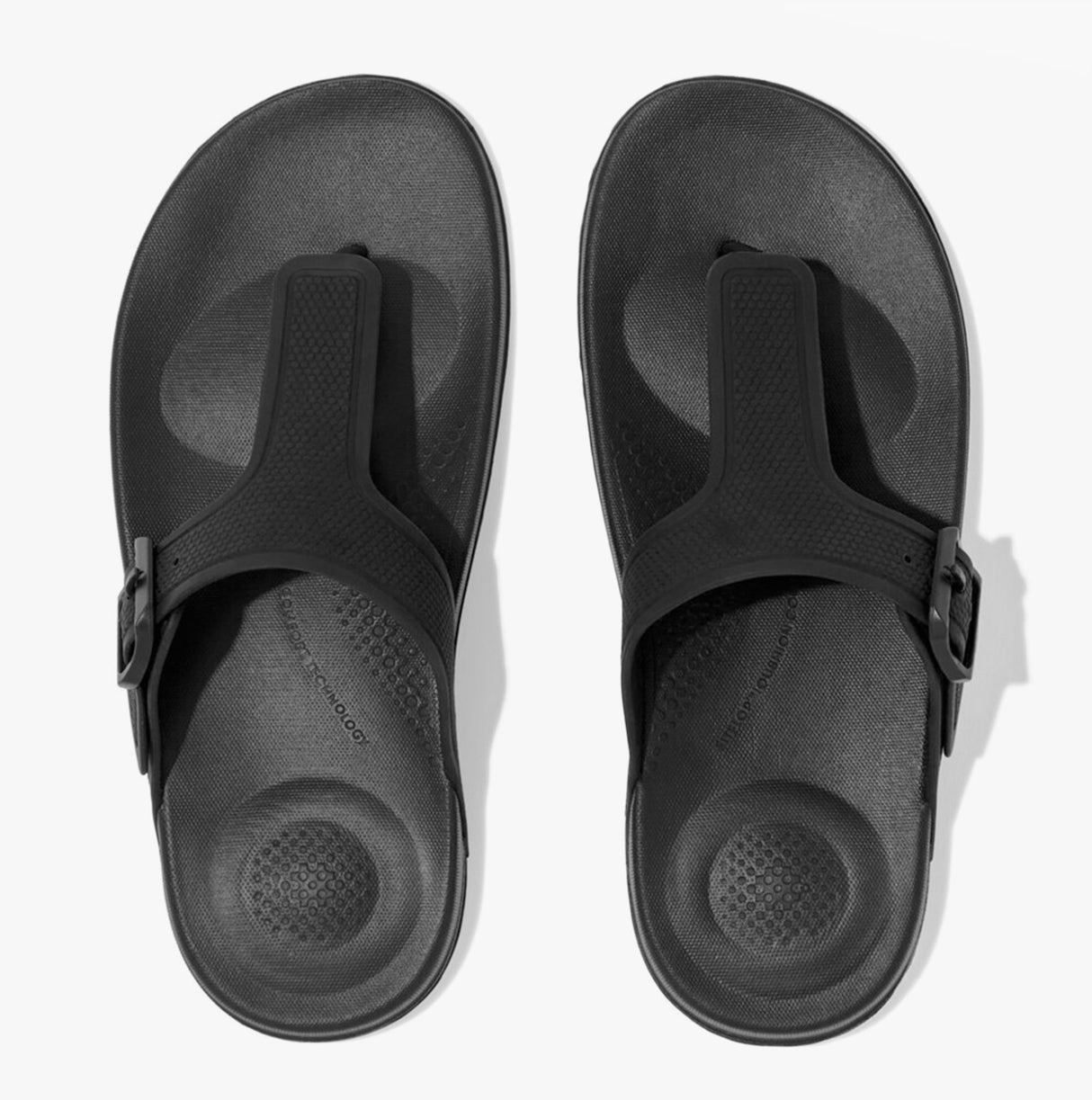 FitFlop iQUSHION ADJUSTABLE BUCKLE Womens Toe Post Sandals All Black