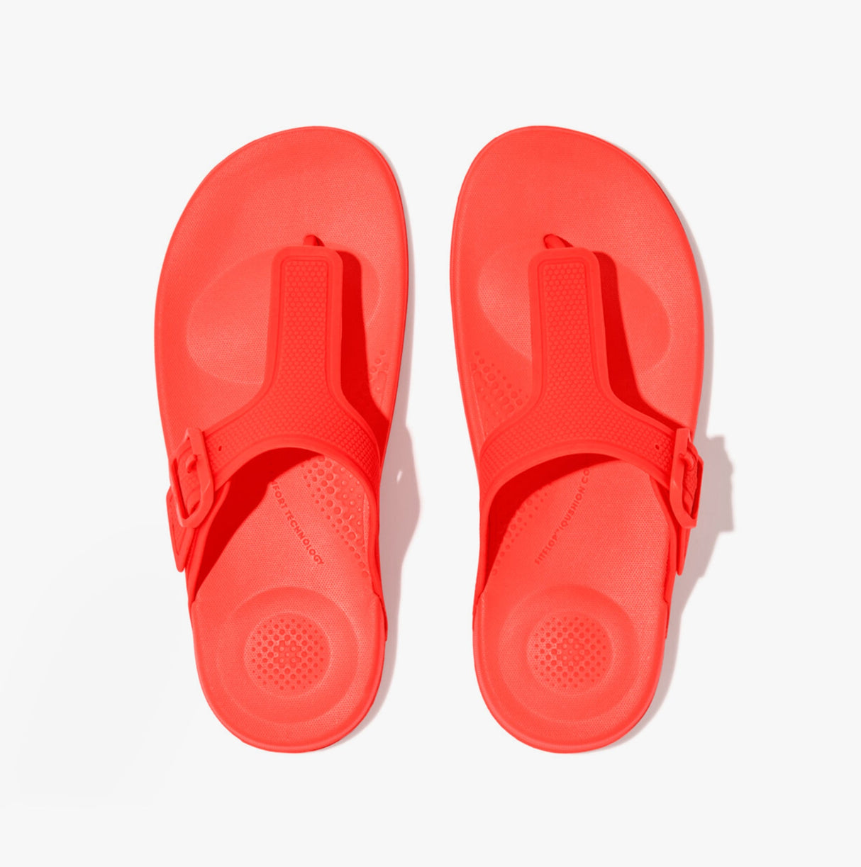 FitFlop iQUSHION ADJUSTABLE Womens Buckle Flip-Flops Neon Orange