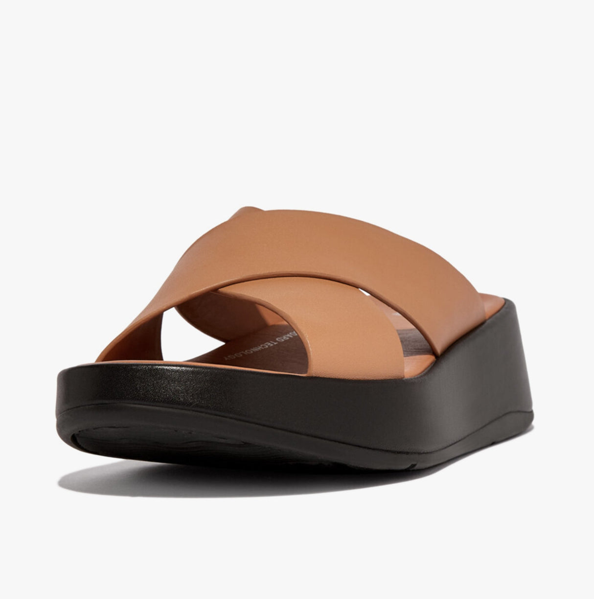 FitFlop F-MODE WOVEN-LEATHER Womens Slides Latte Tan