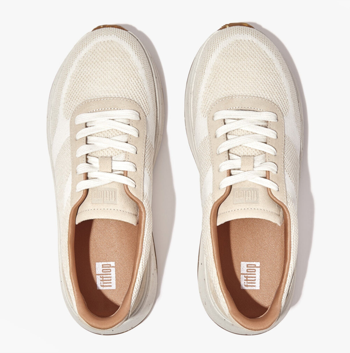 FitFlop F-MODE e01 KNIT FLATFORM Womens Trainers Urban White Mix