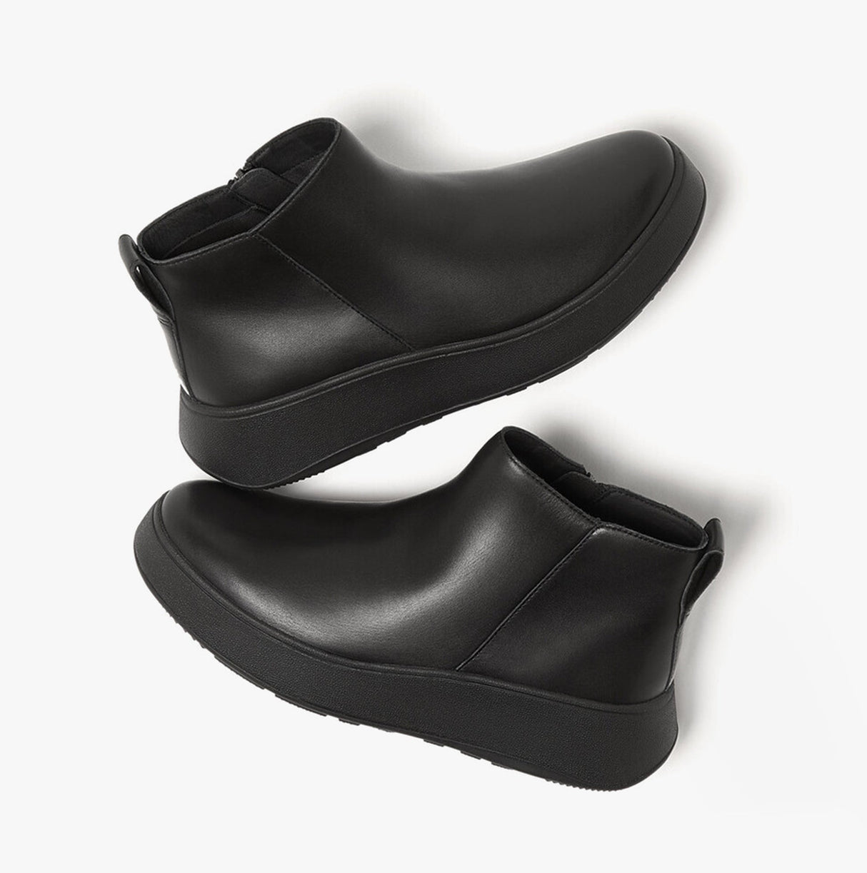FitFlop F-MODE FLATFORM Womens Zip Ankle Boots All Black