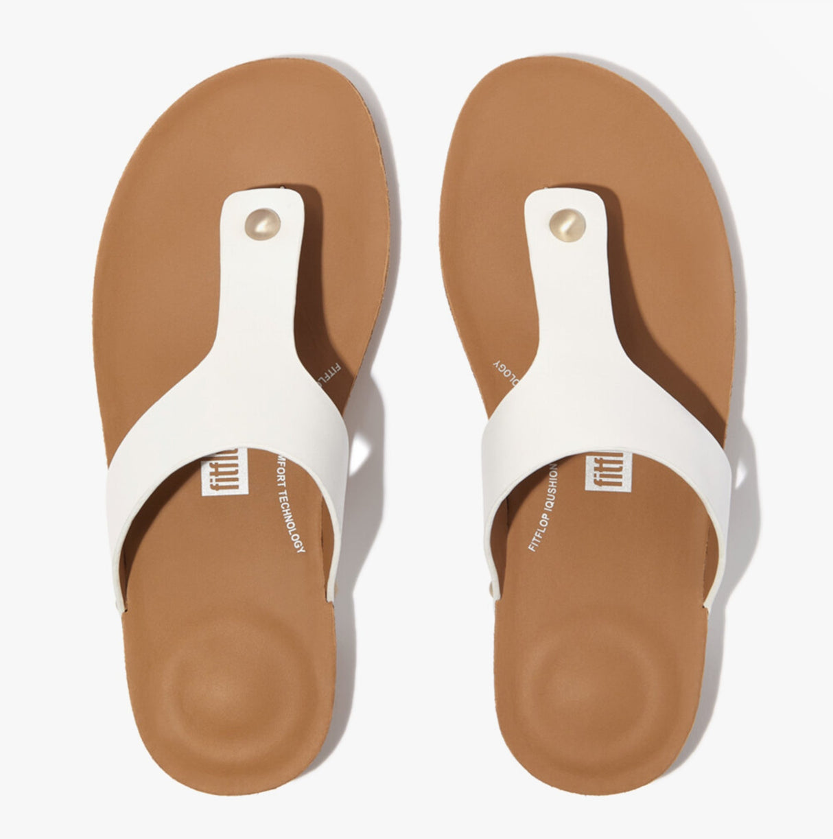 FitFlop iQUSHION LEATHER Womens Toe Post Urban White