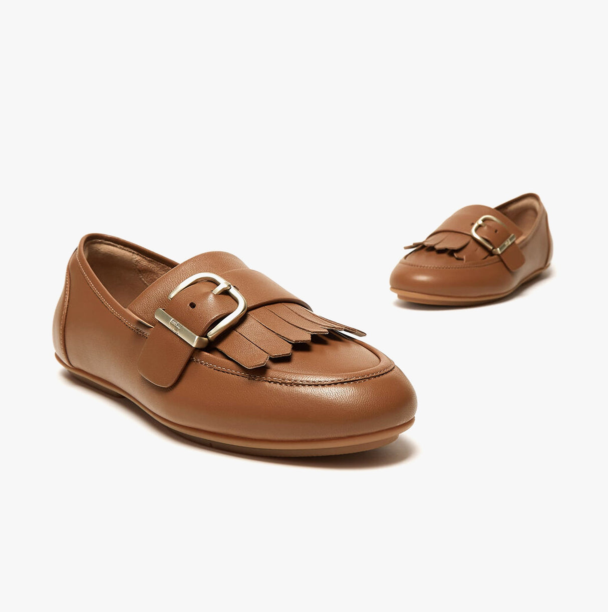 FitFlop ALLEGRO FRINGE BUCKLED Womens Loafers Light Tan