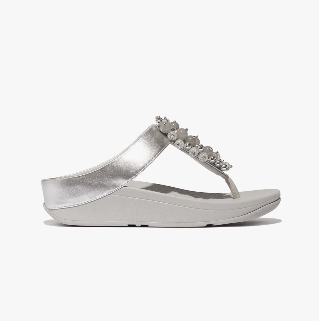 FitFlop FINO BAUBLE-BEAD Womens Toe Post Sandals Silver