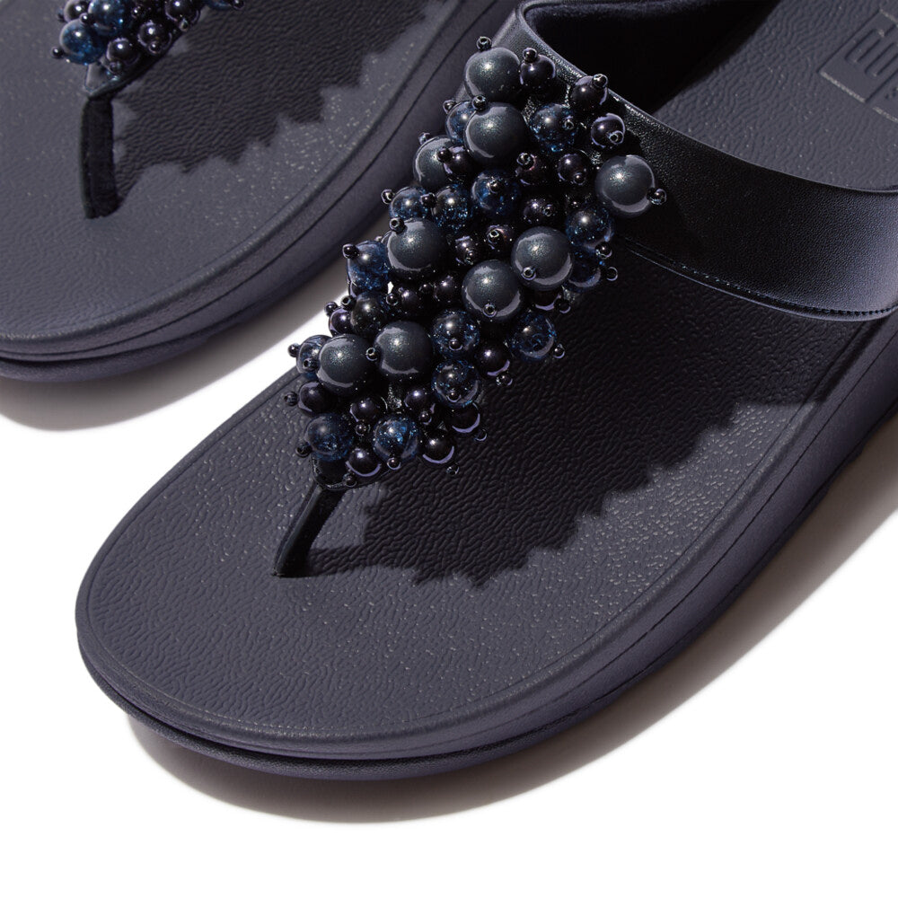 FitFlop FINO BAUBLE-BEAD Womens Toe Post Sandals Midnight Navy