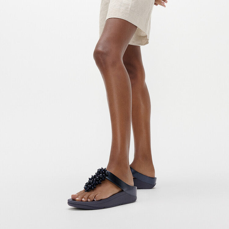 FitFlop FINO BAUBLE-BEAD Womens Toe Post Sandals Midnight Navy