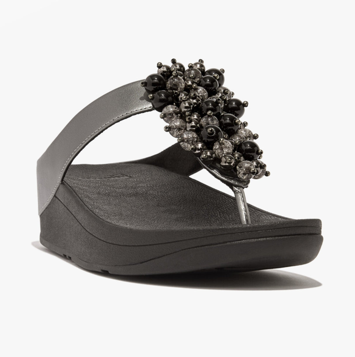 FitFlop FINO BAUBLE-BEAD Womens Toe Post Pewter Black