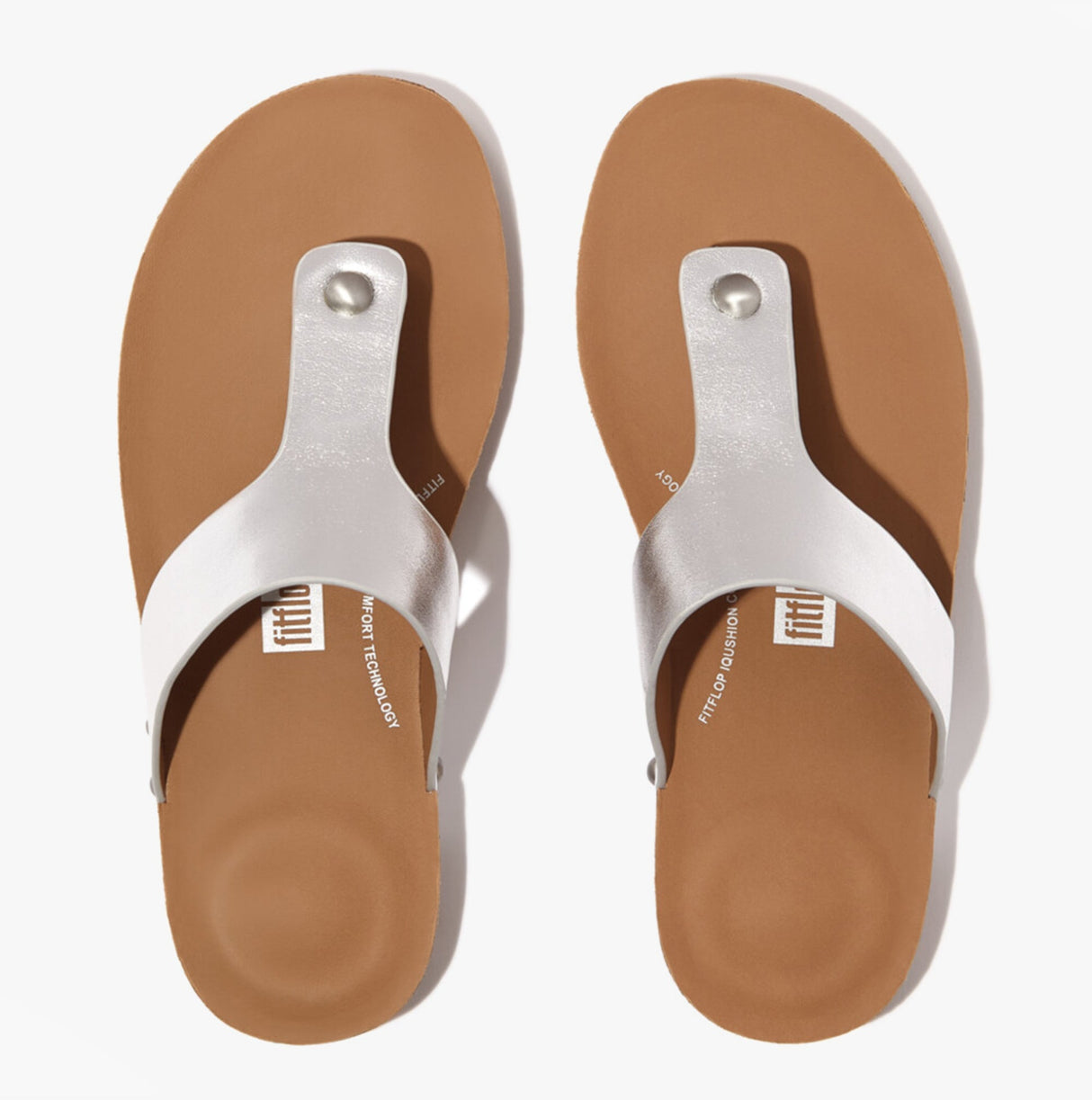 FitFlop iQUSHION METALLIC Womens Toe Post Silver