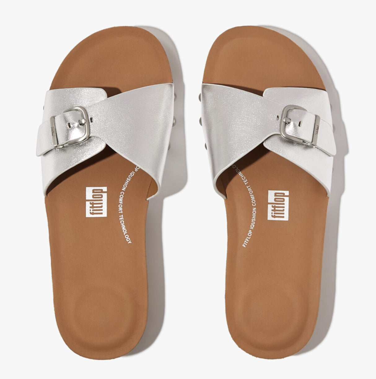 FitFlop iQUSHION ADJUSTABLE METALLIC Womens Slides Silver