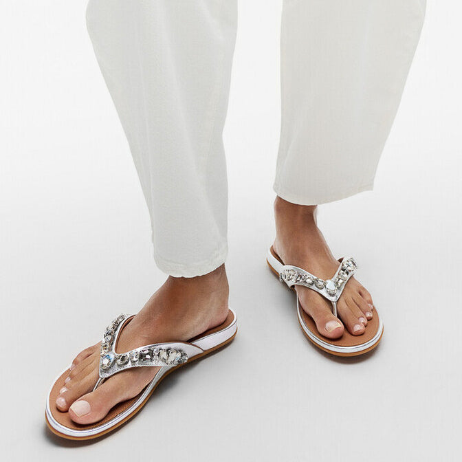 FitFlop GRACIE JEWEL-DELUXE Womens Flip Flops Silver