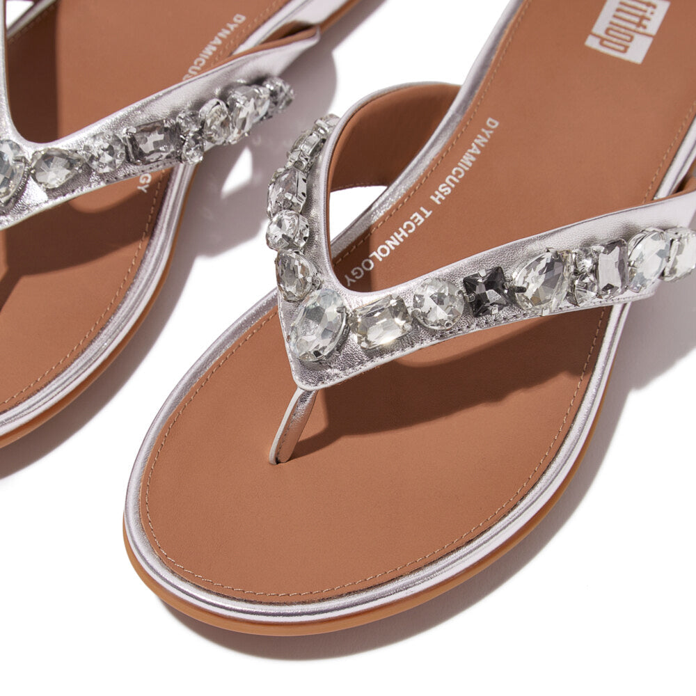 FitFlop GRACIE JEWEL-DELUXE Womens Flip Flops Silver